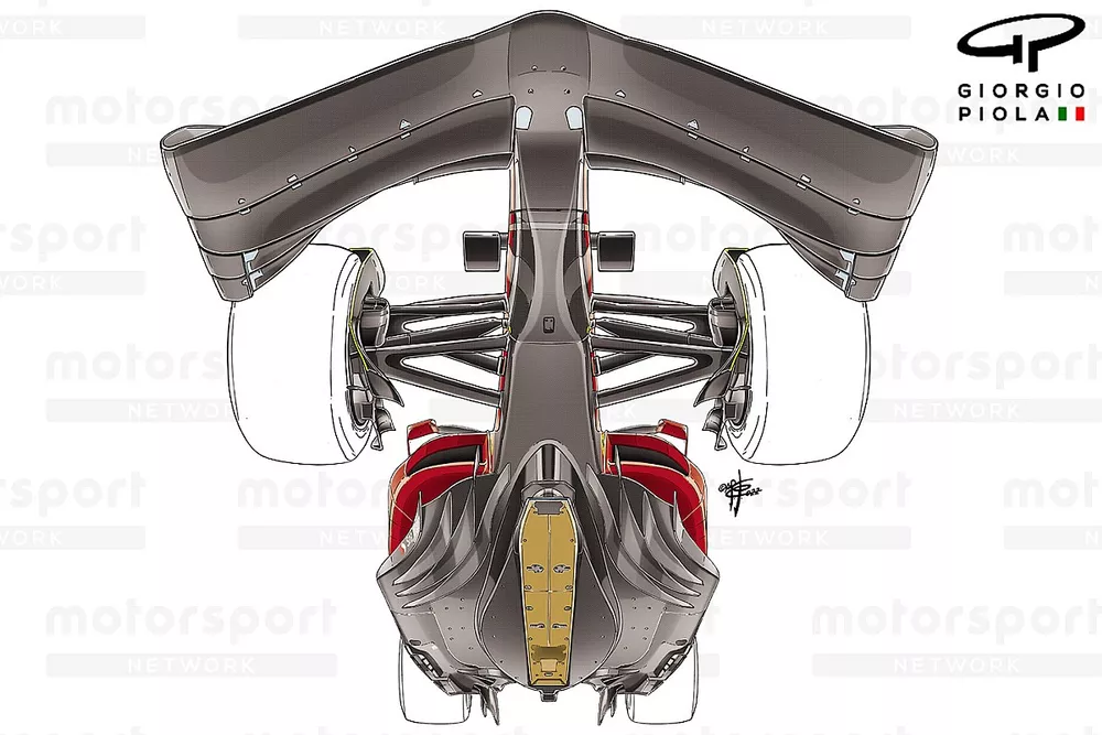 Vista inferior del Ferrari F1-75