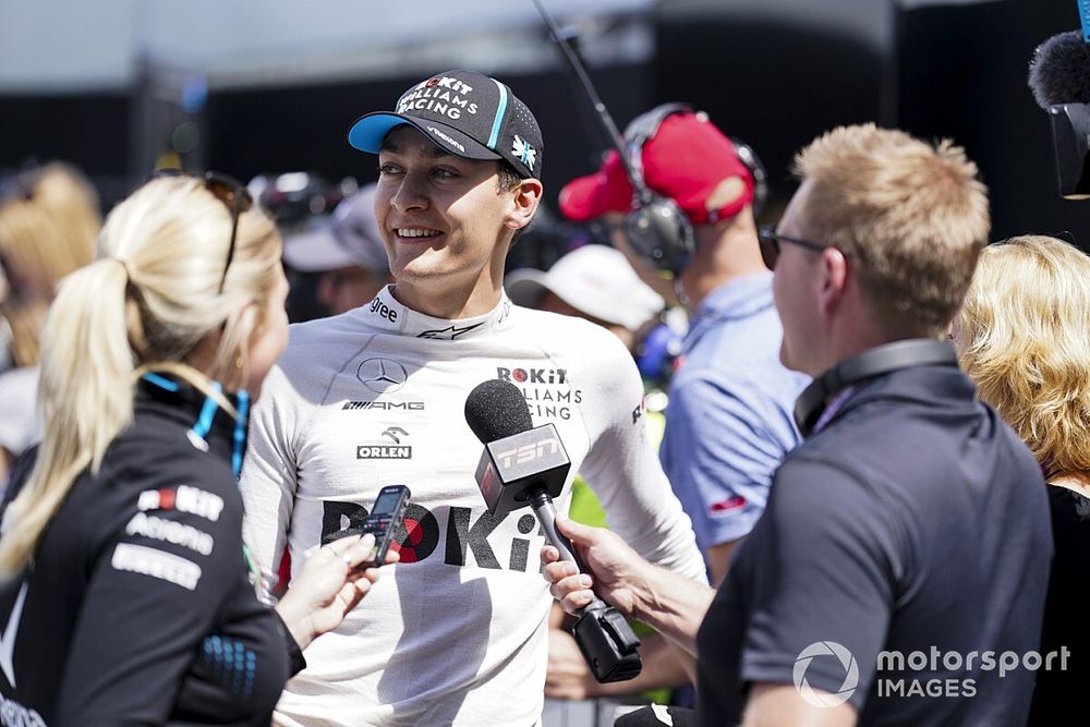 George Russell, Williams Racing, is interviewed after Qualifying