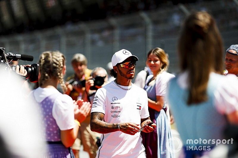 Lewis Hamilton, Mercedes AMG F1, in the drivers parade