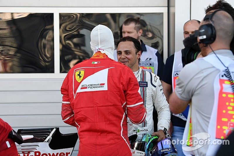 Pole sitter Sebastian Vettel, Ferrari et Felipe Massa, Williams