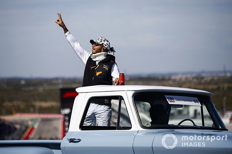 Lewis Hamilton, Mercedes AMG F1, in the drivers parade