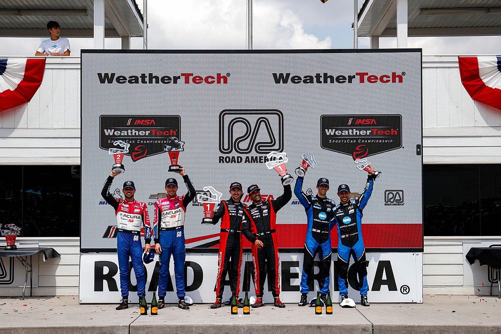 #7 Team Penske Porsche 963: Matt Campbell, Felipe Nasr, #60 Meyer Shank Racing w/ Curb Agajanian Acura ARX-06: Tom Blomqvist, Colin Braun, #10 Wayne Taylor Racing Acura ARX-06: Ricky Taylor, Filipe Albuquerque