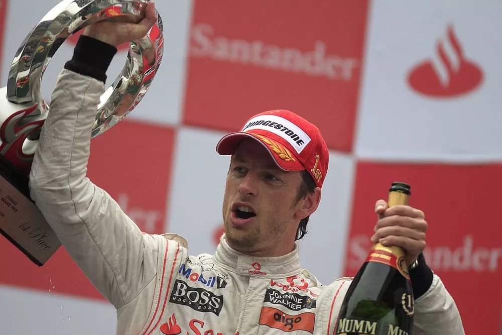 Podium: race winner Jenson Button, McLaren