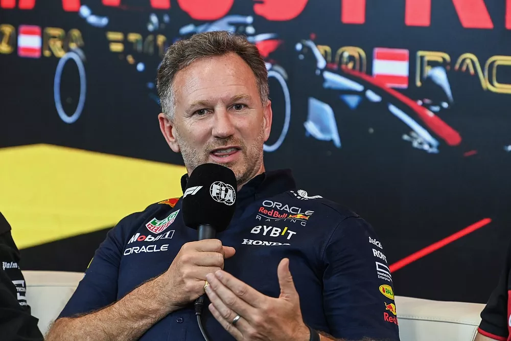 Christian Horner, Team Principal, Red Bull Racing, en conf&eacute;rence de presse
