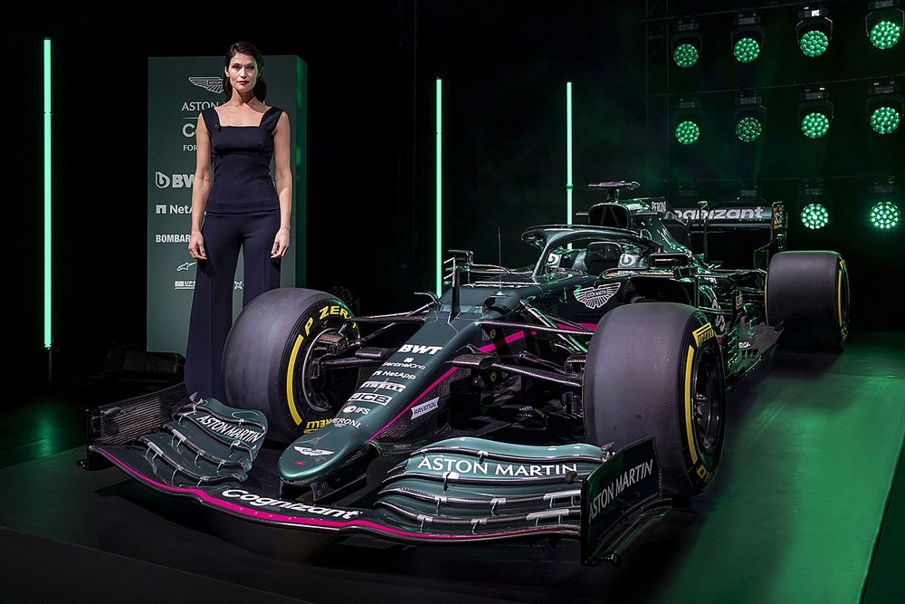 Gemma Arterton with the Aston Martin AMR21
