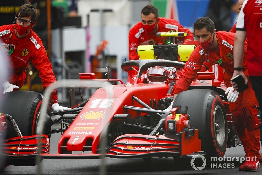 Charles Leclerc, Ferrari SF1000, pushed his grid box