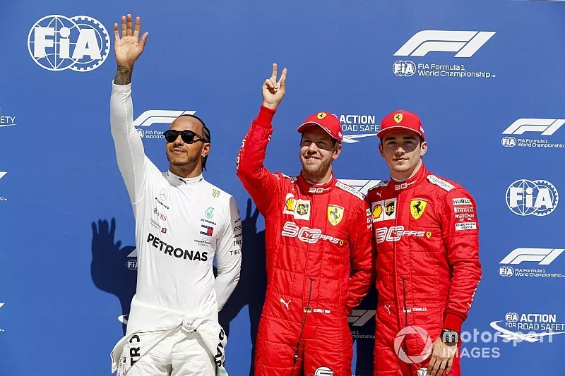 Lewis Hamilton, Mercedes AMG F1, Sebastian Vettel, Ferrari and Charles Leclerc, Ferrari 