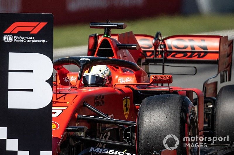 Sebastian Vettel, Ferrari SF90, parks up after Qualifying