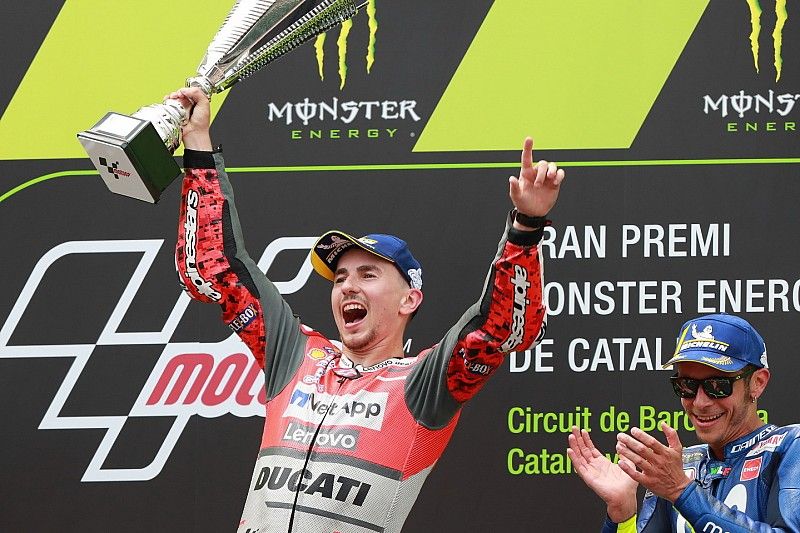 1. Jorge Lorenzo, Ducati Team, 3. Valentino Rossi, Yamaha Factory Racing