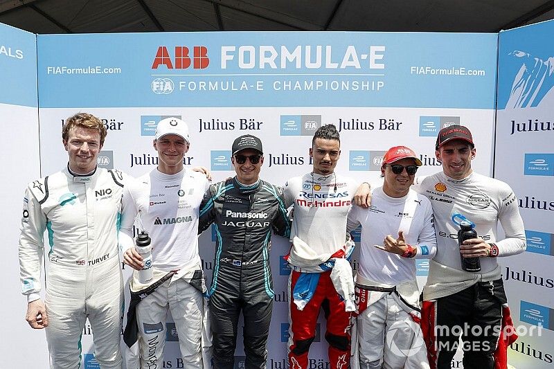 Oliver Turvey, NIO 333, Maximilian Günther, BMW I Andretti Motorsports, Mitch Evans, Panasonic Jaguar Racing, Pascal Wehrlein, Mahindra Racing, Felipe Massa, Venturi Formula E, Sébastien Buemi, Nissan e.Dams after super pole 