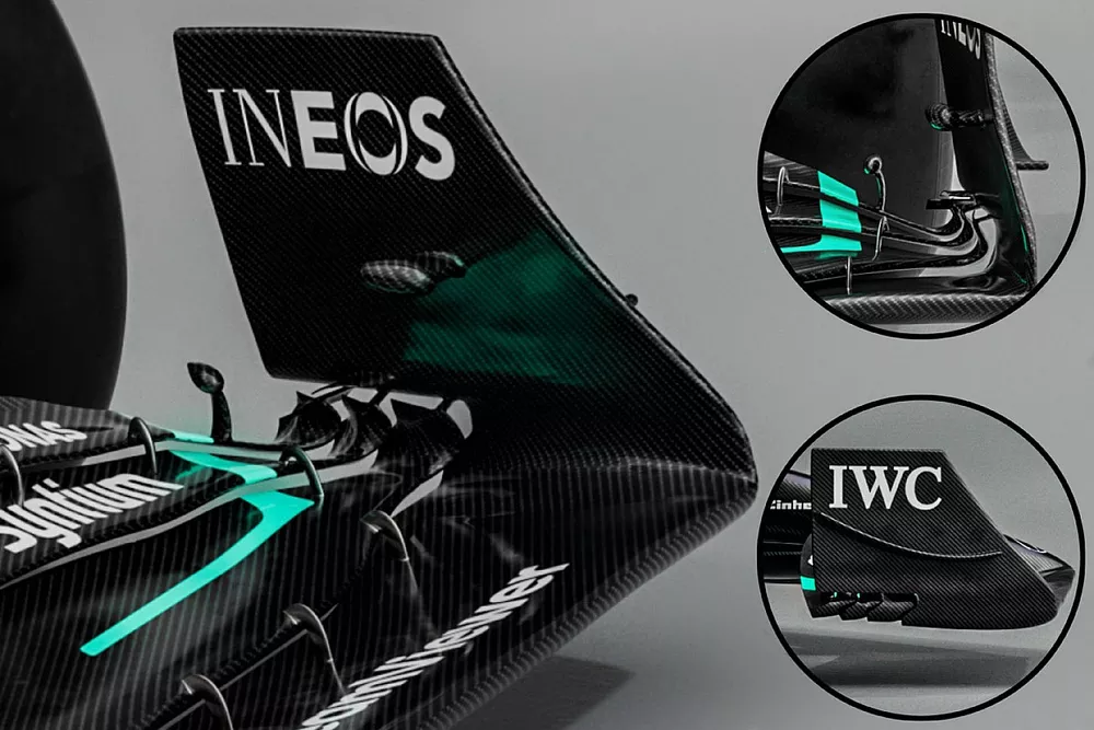 Mercedes W14 front wing detail