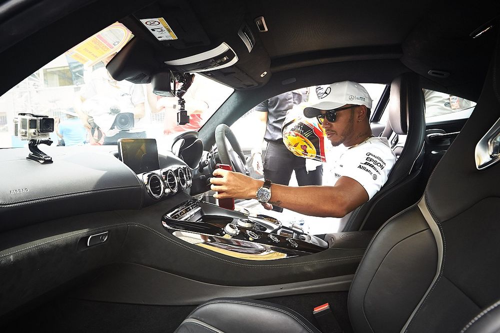 Sepang International Circuit, Sepang, Malaysia.
Thursday 28 September 2017.
Lewis Hamilton, Mercedes AMG, in the cockpit of a Mercedes AMG GT S.
World Copyright: Steve Etherington/LAT Images 
ref: Digital Image SNE19979