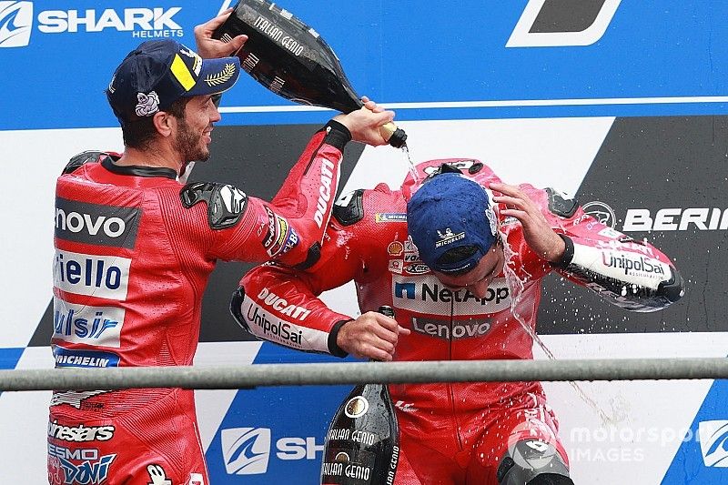 Podium: second place Andrea Dovizioso, Ducati Team, third place Danilo Petrucci, Ducati Team