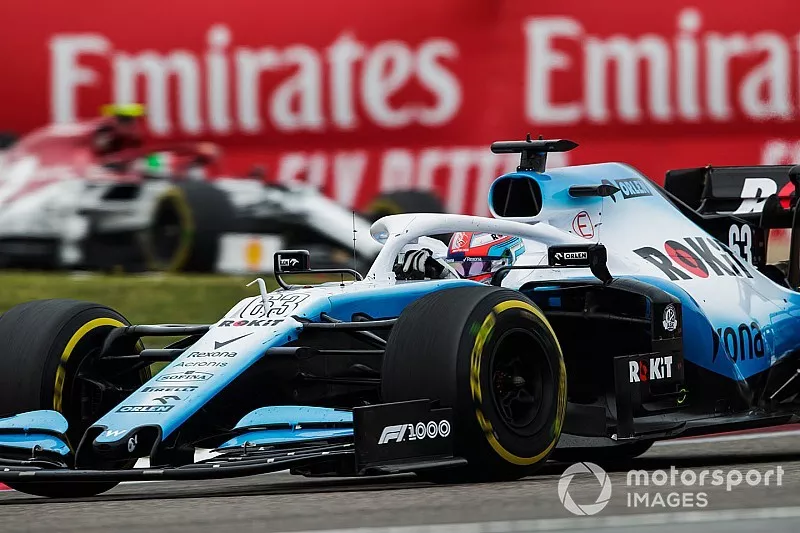 George Russell, Williams Racing FW42 en Antonio Giovinazzi, Alfa Romeo Racing C38 