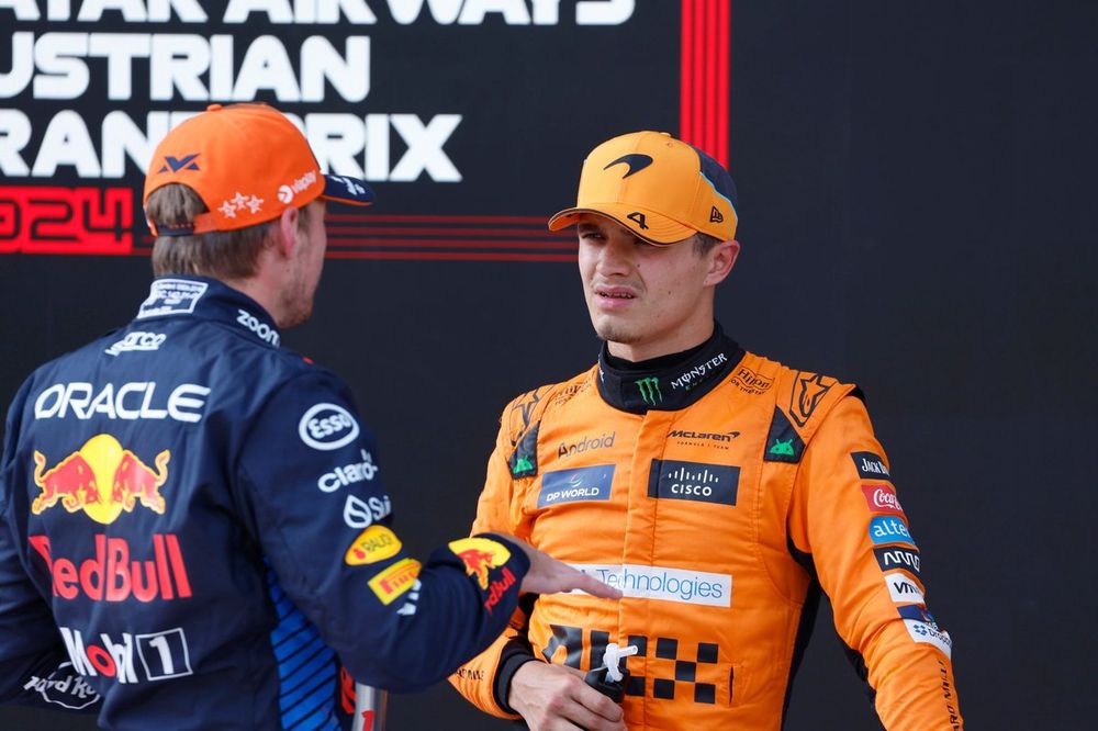 Max Verstappen, pole man, Red Bull Racing, Lando Norris, McLaren F1 Team, conversa no Parc Ferme