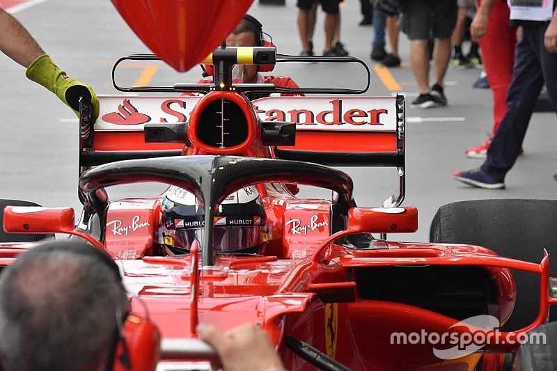 Kimi Raikkonen, Ferrari SF70H con il dispositivo halo