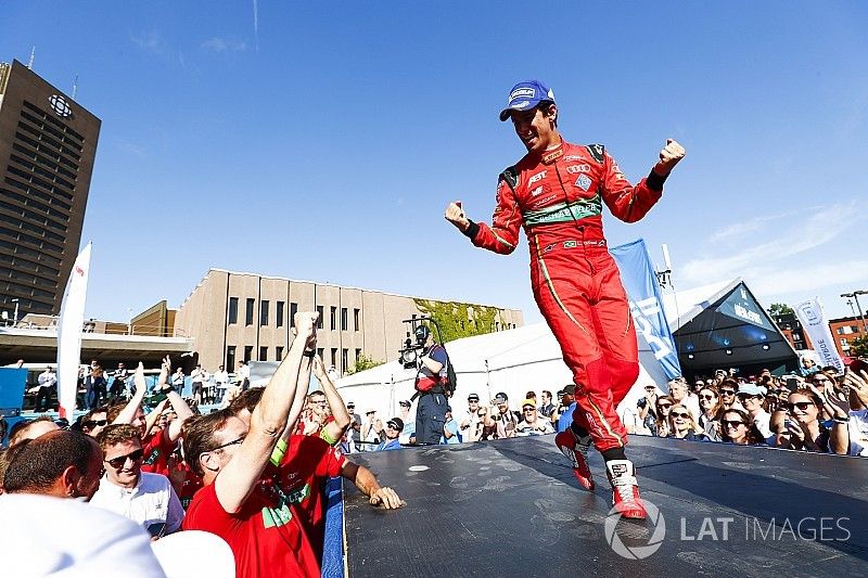 Lucas di Grassi, ABT Schaeffler Audi Sport, celebrates on the podium