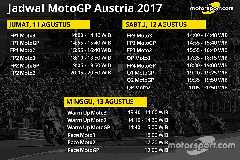 Jadwal lengkap MotoGP Austria 2017
