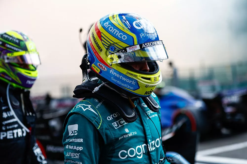 Fernando Alonso, Equipe Aston Martin F1, em Parc Ferme