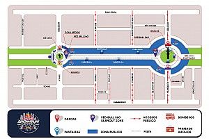 Mapa del recorrido y gradas para el showrun de Pérez en México