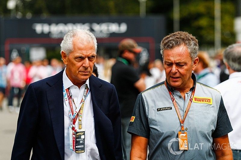 Piero Ferrari with Mario Isola, Racing Manager, Pirelli Motorsport