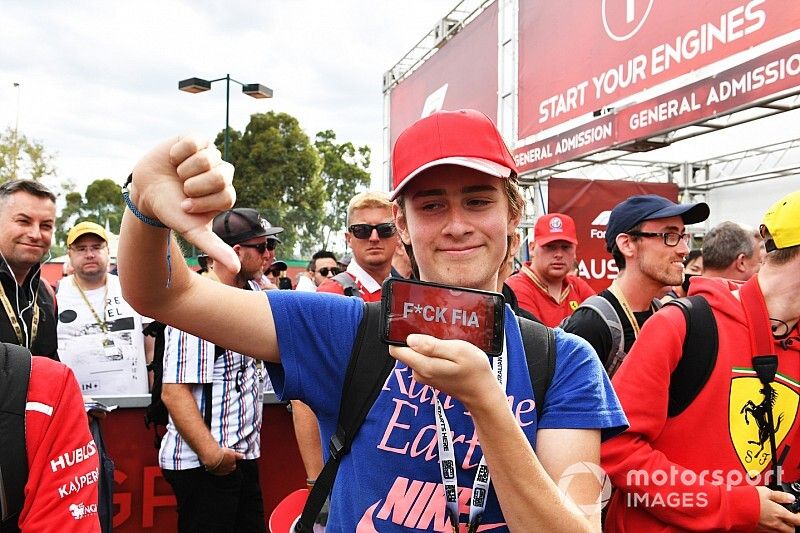 Angry fans with a message for the FIA on the news that the race is cancelled