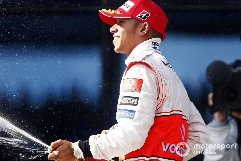 Podium: second place Lewis Hamilton, McLaren