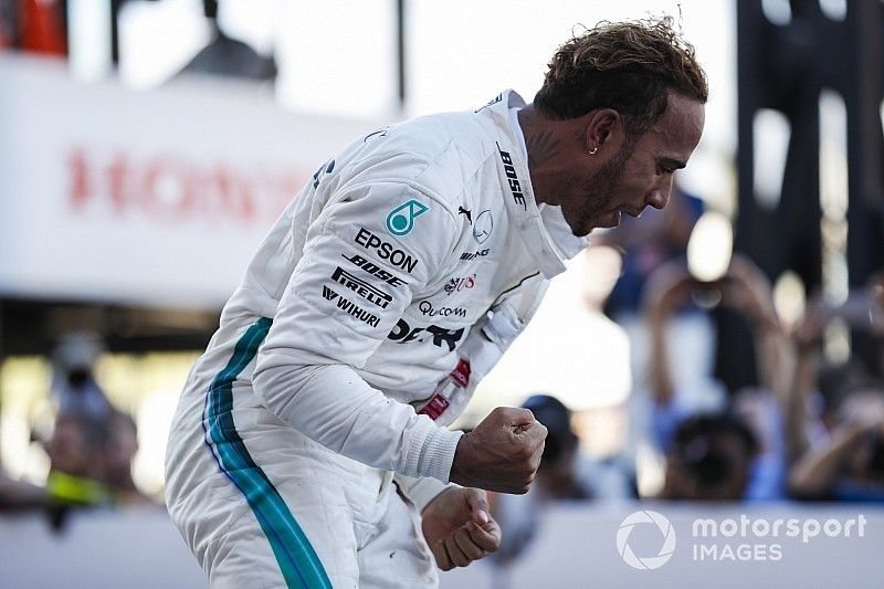 Lewis Hamilton, Mercedes AMG F1, celebrates his win 