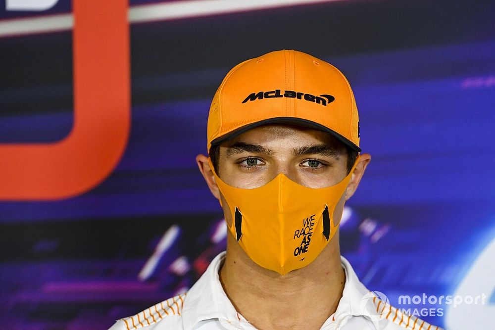 Lando Norris, McLaren in the press conference 