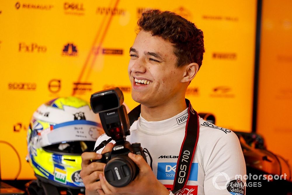 Lando Norris, McLaren with a camera 