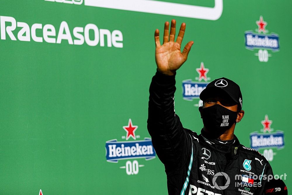 Pole Sitter Lewis Hamilton, Mercedes-AMG F1 celebrates in Parc Ferme 