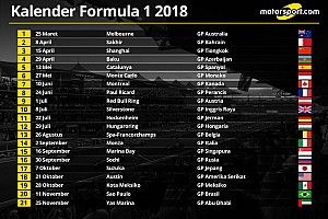 Jadwal resmi kalender Formula 1 2018