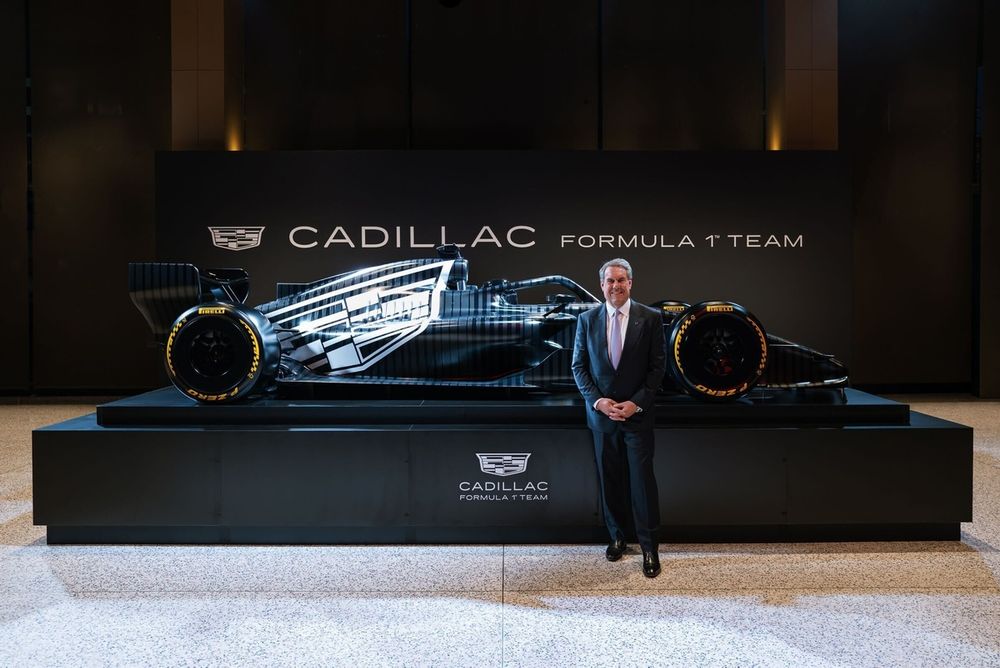 General Motors president Mark Reuss presents Cadillac's one-off shakedown F1 livery for Barcelona
