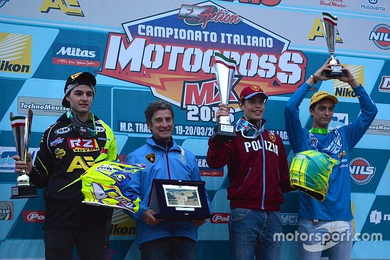 Il podio della MX2: Simone Furlotti, Michele Cervellin e Giuseppe Tropepe