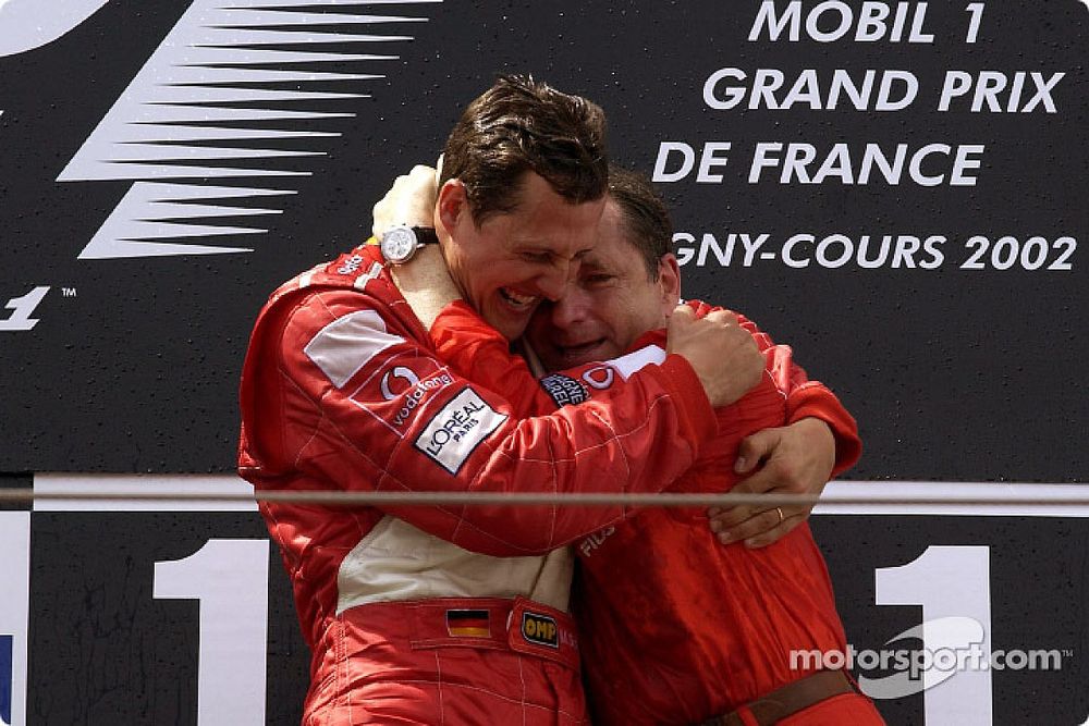 Podium: Michael Schumacher, Jean Todt