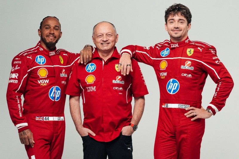 Lewis Hamilton, Frederic Vasseur, Charles Leclerc,