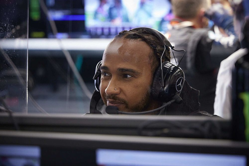 Lewis Hamilton, Mercedes, in the garage