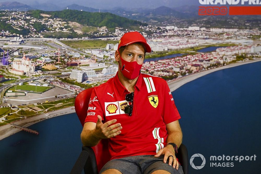 Sebastian Vettel, Ferrari in the press conference