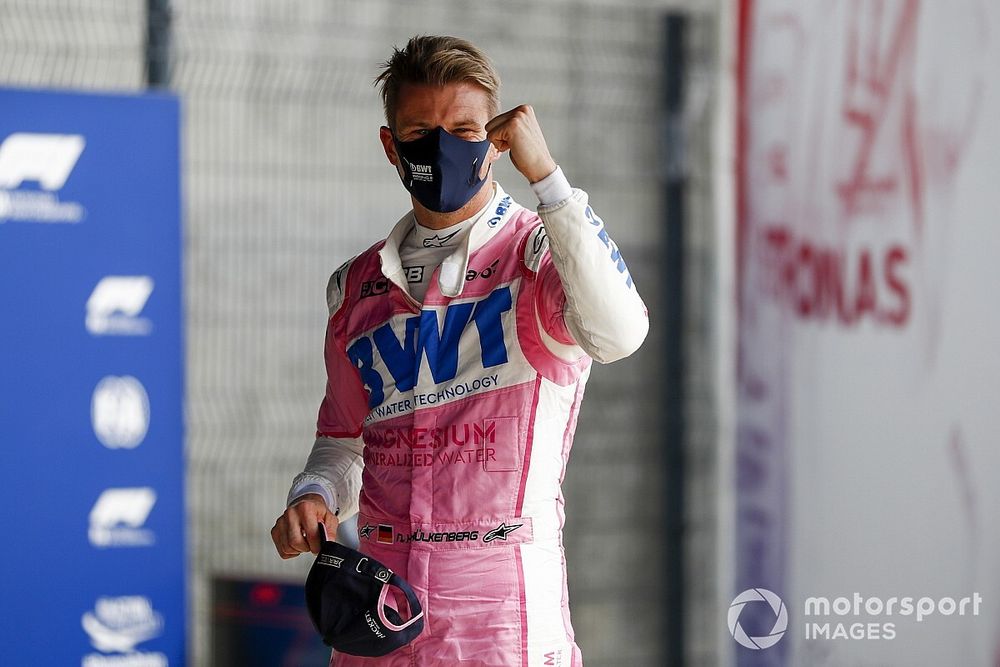 Nico Hulkenberg, Racing Point fête dans le parc fermé