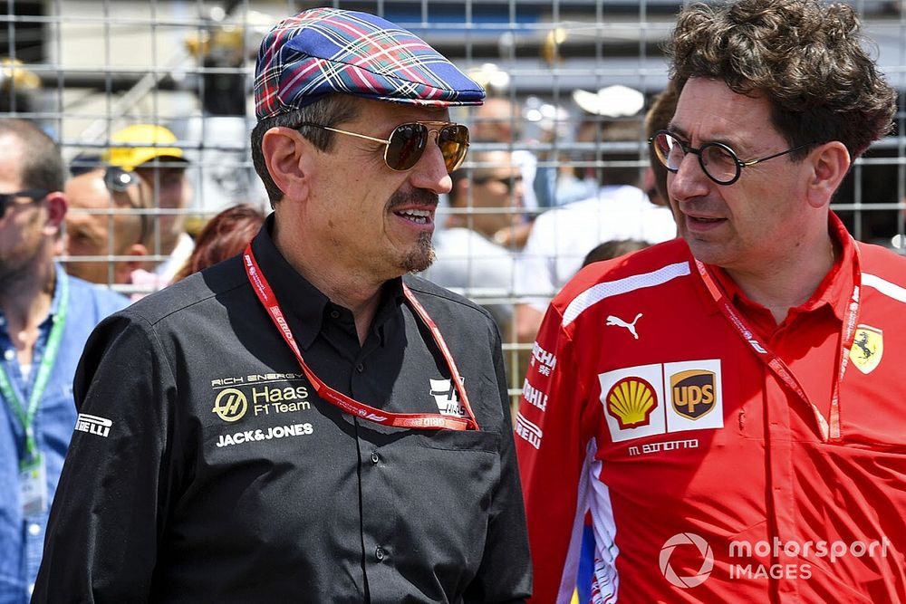 Guenther Steiner, Team Principal, Haas F1, and Mattia Binotto, Team Principal Ferrari