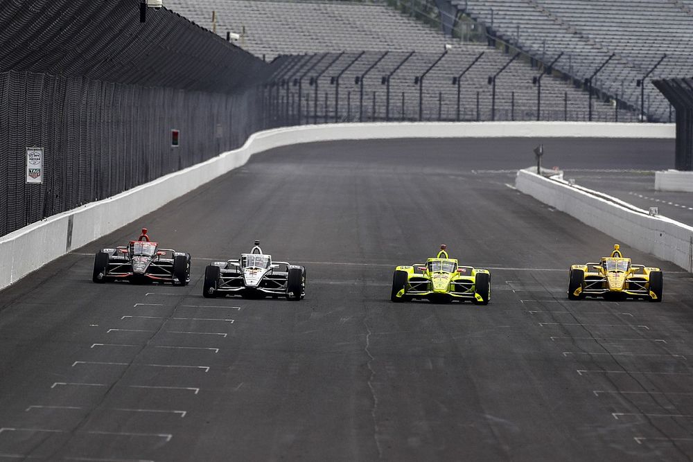 Josef Newgarden Team Penske Chevrolet, Simon Pagenaud, Team Penske Chevrolet, Scott McLaughlin, Team Penske Chevrolet, Will Power, Team Penske Chevrolet