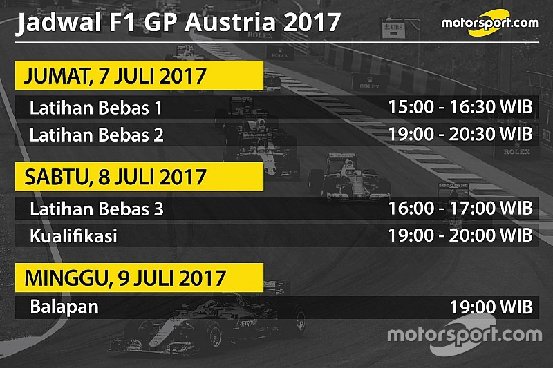 Jadwal lengkap F1 GP Austria 2017