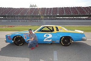 Dale Jr. drives his father's old car around Talladega Superspeedway