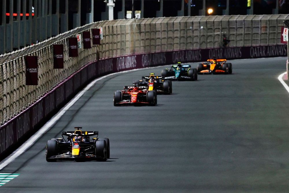 Max Verstappen, Red Bull Racing RB20, Charles Leclerc, Ferrari SF-24, Sergio Perez, Red Bull Racing RB20, Fernando Alonso, Aston Martin AMR24, Oscar Piastri, McLaren MCL38