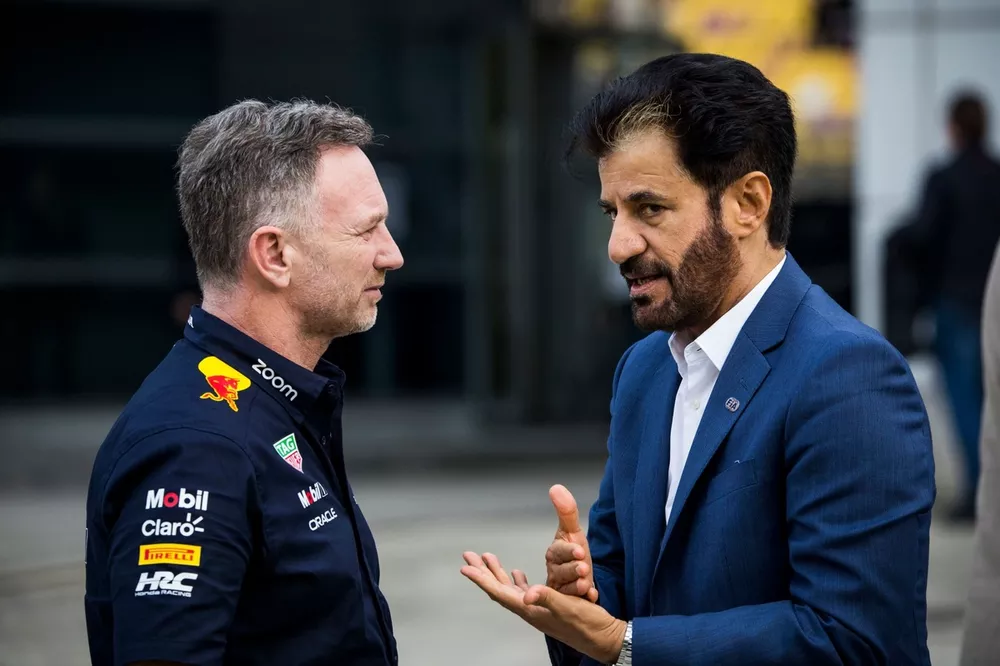 Christian Horner, Team Principal, Red Bull Racing, Mohammed Ben Sulayem, President, FIA 