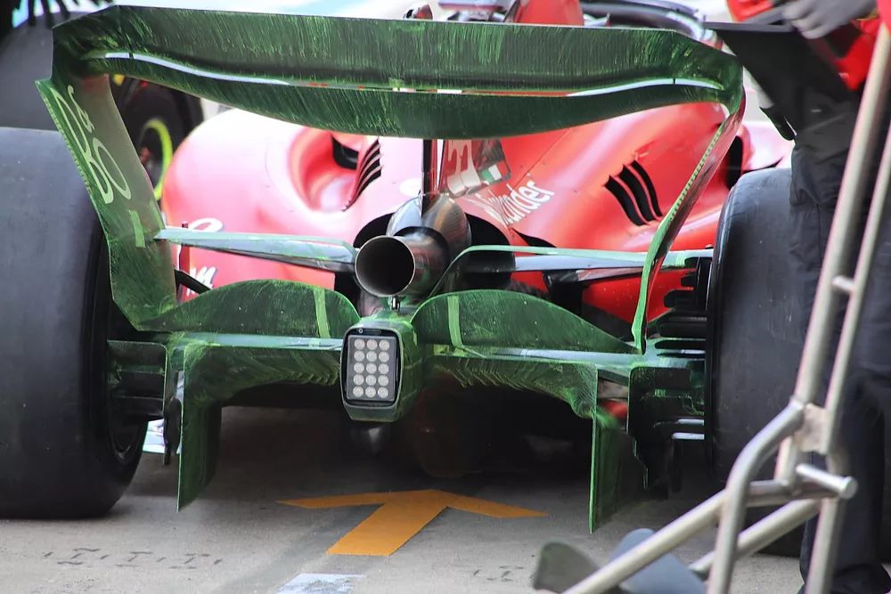 Ferrari SF-23 detalle del difusor trasero