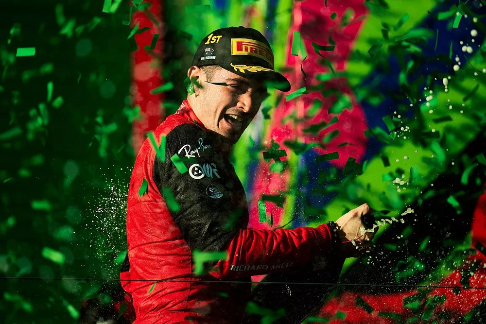 Il vincitore della gara Charles Leclerc, Ferrari