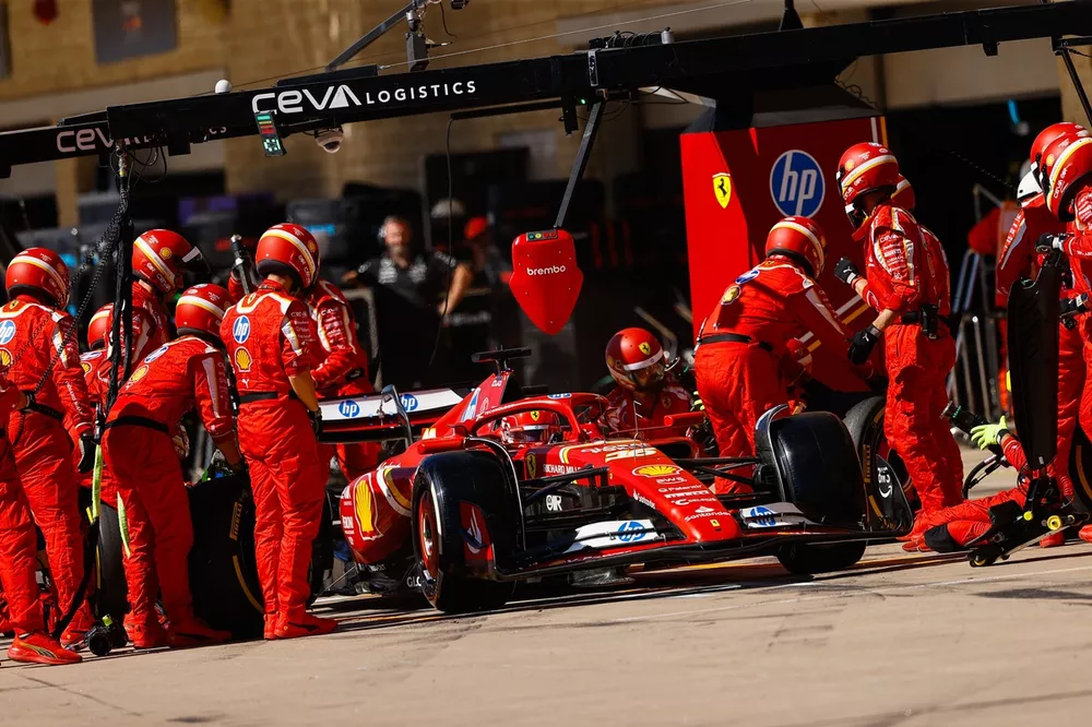 Charles Leclerc, Ferrari SF-24, makes a pit stop