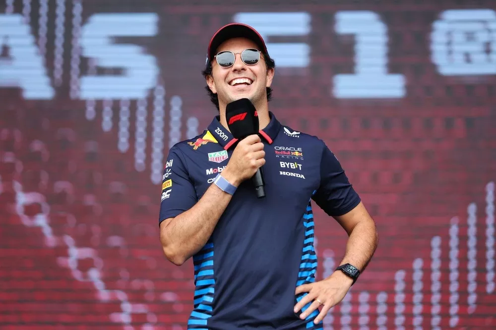  Sergio Perez, Red Bull Racing, on stage in the Fan Forum