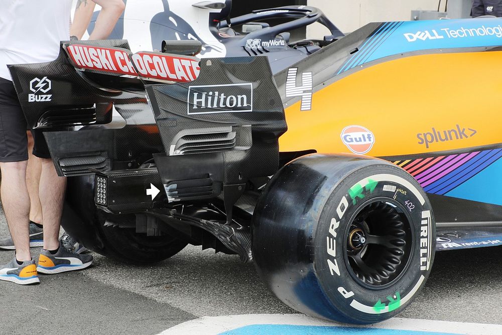 McLaren MCL35M, dettaglio dell'end plate posteriore